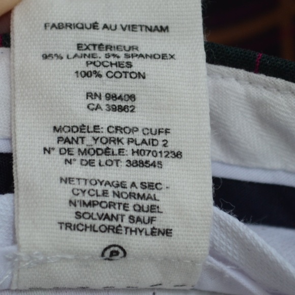 Theory Wool Blend Crop Cuff York Plaid Pants Size 4 - Picture 12 of 12